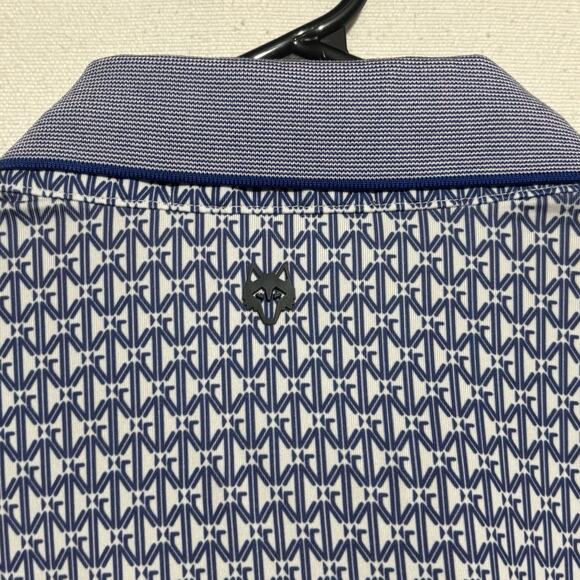 Greyson Polo Shirt Mens Large Blue Geometric AOP Golf Performance Short Sleeve - Picture 10 of 13
